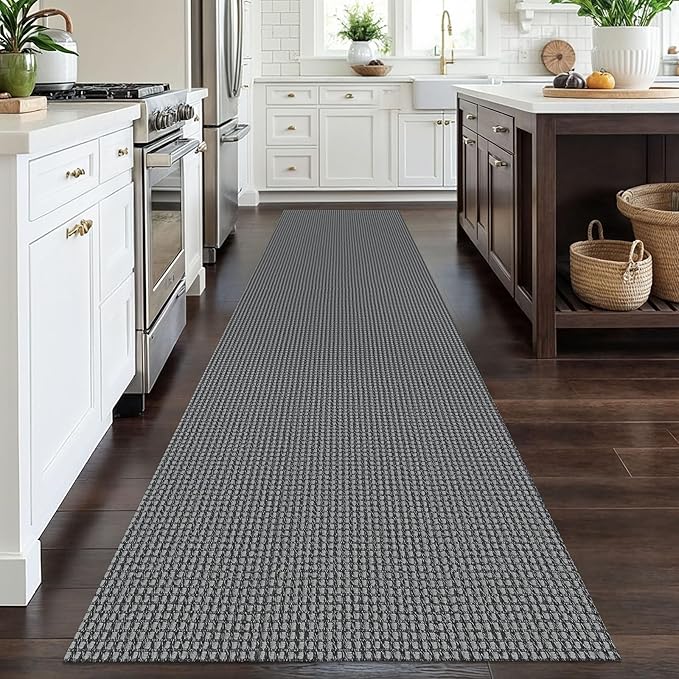 EARTHALL Runner Rug 3x12 Ft Washable Runners for Hallways Extra Long Woven Non Slip Entryway Runner Braided Kitchen Runner Indoor Outdoor Carpet Runners for Entryway, Hall, Foyers, Dark Gray