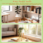 Plant Stand Indoor/Outdoor for Plants,Wood White Planter Stands Holder Mid Century Pedestal Shelf,Sturdy Short Flower Rack Boho Short Plant Table 15.7"Tall Wooden Plants Stool for Garden,Patio