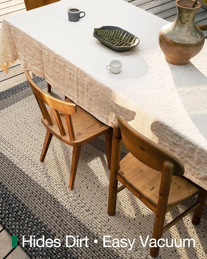 LUMI 4x6 Area Rug for Living Room, Natural Handwoven Rugs Non Slip, Farmhouse Braided Carpets No Shedding for High Traffic, Dining Room, Indoor, Outdoor, Patio
