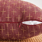 MIULEE Pack of 2 Christmas Decorative Burlap Linen Throw Pillow Covers Modern Farmhouse Pillowcase Rustic Woven Textured Cushion Cover for Sofa Couch Bed 24x24 Inch Wine Red