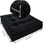 Verpert Floor Pillow 25x25 Inch Square Meditation Cushion Floor Seating for Adults Oversized Tufted seat Cushion Reading Nook for Kids, Yoga Meditation Pillow for Sitting on Floor (Black)