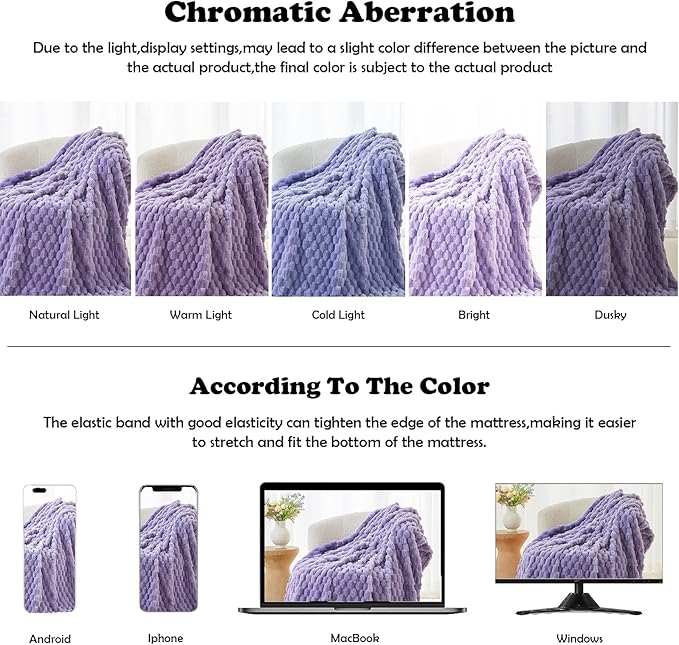NEWCOSPLAY Super Soft Throw Blanket Lavender Premium Silky Flannel Fleece 3D Clouds Stylish Jacquard Lightweight Bed Blanket All Season Use 350GSM (Lavender, Throw(50"x60"))