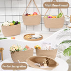 Hanging Basket, 3-Tier Wall Baskets, Over the Door Organizer with 4 Hooks, Hanging Baskets for Organizing, Woven Storage Basket Behind the Door for Nursery, Bedroom, Living Room, Kitchen
