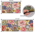 Boho Floral Kitchen Mats for Floor 2PCS Anti Fatigue Mats for Kitchen Floor Cushioned Non Slip Waterproof Memory Foam PVC Kitchen Rugs Set for Sink,Office,Laundry 17.3"x28"+17.3"x47"