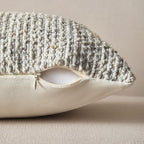 Decorative Couch Throw Pillow Covers 24x24 Cream Gray Striped Soft Wool Pillow Covers Neutral Textured Boho Cushion Covers for Modern Farmhouse Sofa Bedroom Living Room Decor SY011-B24