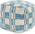 Anji Mountain Pouf Ottoman Foot Rest, Handmade Ottoman Pouf, Comfortable Foot Stool, Decorative Floor Seating for Living Room Decor, Bedroom & Home Décor Accent - Blue