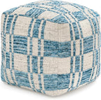Anji Mountain Pouf Ottoman Foot Rest, Handmade Ottoman Pouf, Comfortable Foot Stool, Decorative Floor Seating for Living Room Decor, Bedroom & Home Décor Accent - Blue