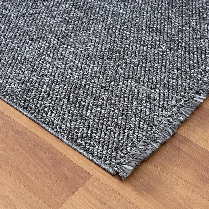 LUXE WEAVERS Solid Machine Woven Smoke 6x9 Area Rug, Indoor Stain-Resistant Carpet