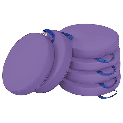 ECR4Kids SoftZone Floor Cushions, Round, Flexible Seating, Purple, 6-Piece