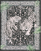 Moynesa Tiger 8x10 Area Rug, Washable Boho Rugs for Living Room, Vintage Large Soft Dining Room Rug, Non Slip Ultra Thin Stain Resistant Floor Carpet for Home Office Bedroom, Black