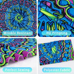 Apdidl Blacklight Trippy Mandala Tapestry for Bedroom, Black Light UV Reactive Posters Wall Hanging Aesthetic, Neon Colorful Hippie Boho Art Decor Tapestries for Living Room Adults 51" X 60"