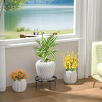 9 IN Plant Stand 1 PIC Metal Flower Pot Holders Indoor Tall 3.5'' Plant Rack Plant Riser Plant Shelf Accessories For Living Room Balcony Round Black