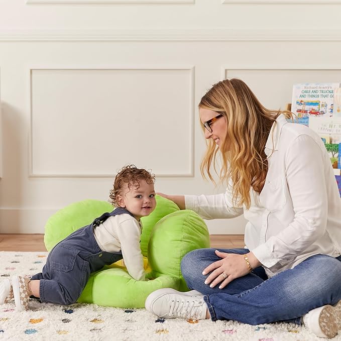 ECR4Kids SoftZone Flower-Shaped Cozy Floor Cushion, 25in, Flexible Seating, Bright Green