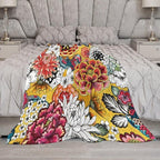 Boho Floral Throw Blanket Bohemian Colorful Flowers Print Mandala Blanket for Sofa Bed Couch Chair Or Dorm 40"x50"