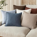 Foindtower Pack of 2, Decorative Linen Soild Throw Pillow Covers Soft Accent Euro Cushion Case Boho Farmhouse Pillowcase for Chair Couch Sofa Bedroom Living Room Home Decor 16 x 16 Inch Sky Blue