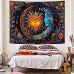 Spenlife Celestial Sun and Moon Tapestry Cosmic Tapestry for Bedroom Astral Tapestries Wall Hanging Bedroom Living Room Wall Art and Home Decor 44x60 Blue