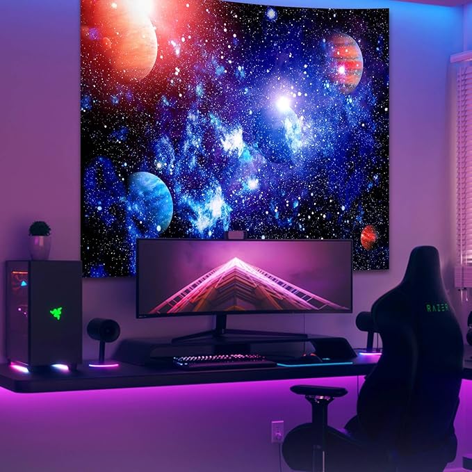 Space Tapestry for Bedroom Aesthetic Outer Space Galaxy Night Starry Sky Stars Universe Tapestry Nebula Wall Hanging Backdrop for Living Room Dorm Home Decoration(51'' x 60'')