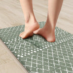 KIMODE Anti Fatigue Kitchen Mats for Floor, Boho Kitchen Rugs Sets of 2, Cushioned Kitchen Floor Mats, Comfort Standing Mat for Sink Laundry Office Desk Green 17"x59"+17"x29"