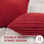Simmore Decorative Throw Pillow Covers 12x20 Set of 2, Soft Natural Plush Flannel Double-Sided Fluffy Lumbar Pillow Covers for Couch Sofa Living Room, Red
