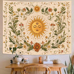 Spenlife Sun Tapestry Boho Tapestry for Bedroom Yellow and Green Tapestries Wall Hanging Bedroom Living Room Wall Art and Home Decor 60x80