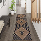 LIVEBOX Easy Jute Runner Rug for Entryway, 2x6 Runner Rug Kitchen Rugs Non Slip, Washable Black Checkered Indoor Runner Rugs for Laundry Room Bedroom, Carpet Runners for Hallway 6ft