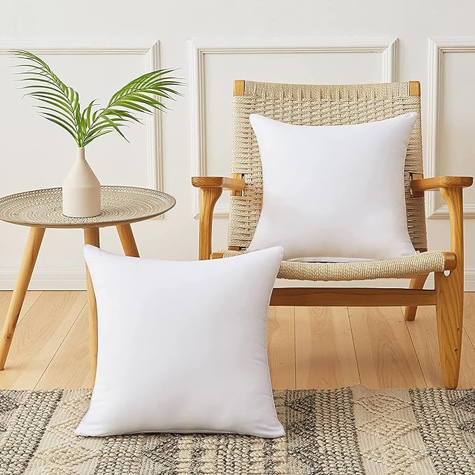 Qeils 20 x 20 Pillow Inserts Set of 2 White Throw Pillow Inserts with Soft Polyester Cover - Rectangle Square Interior Sofa Pillow Inserts Decorative Pillow Insert White Couch Pillow