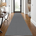 EARTHALL Woven Runner Rug 2x12 Ft Washable Runners for Hallways Extra Long Cotton Non Slip Rubber Backed Kitchen Runner Braided Indoor Floor Carpet for Entryway, Hall, Kitchen, Dark Gray