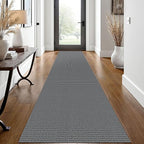 EARTHALL Woven Runner Rug 2x12 Ft Washable Runners for Hallways Extra Long Cotton Non Slip Rubber Backed Kitchen Runner Braided Indoor Floor Carpet for Entryway, Hall, Kitchen, Dark Gray