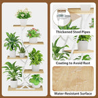 Plant Stand Indoor with Grow Lights - 44" Tall Corner Plant Stands for Indoor Plants, 5 Tiered Metal Plant Shelf, Curved Plant Flower Holder Dispaly Rack for Living Room, Home Patio Balcony (White)