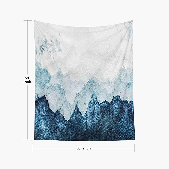 EMMTEEY Tapestry Wall Hanging for Women, Tapestries Décor Living Room Bedroom for Home Inhouse 50X60 Inches Blue Mountains Silhouette Fading in Distance Perspective Watercolor