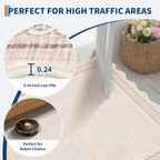 GarveeHome Scalloped Washable 5x7 Area Rugs for Living Room Non Slip Neutral Beige Rug Farmhouse Soft Bedroom Rugs Low Pile Foldable Stain Resistant Carpet for Nursery Playroom Dining Room, Beige