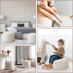 2 Pcs 20 x 15 Inch Unstuffed Ottoman Pouf Cover Corduroy Foot Rest - No Filler, Striped Foot Stool Floor Bean Bag Floor Chair Storage for Modern Farmhouse Bedroom Home Decor(Beige)