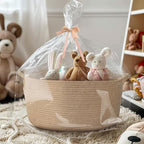 Jute Wicker Storage Basket with Handles, 17"x12"x8" Decorative Woven Baskets for Organizing Dog Toy, Gifts, Book, Towel, Cloth, Boho Storage Bin for Shelves, Entryway, Closet, Home Decor