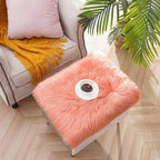 Softlife Square Faux Fur Sheepskin Chair Cover Seat Cushion Pad Super Soft Area Rugs for Living Bedroom Sofa (1.6ft x 1.6ft, Coral) 1 pack