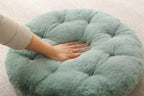 Large Floor Pillow Meditation Cushion Round Floor Cushions for Adults,Luxury Faux Fur Thick Floor Pillows for Sitting Put in Living Room Balcony Outdoor Tatami（Sage Green）