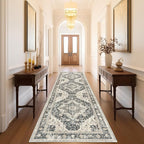 Washable Runner Rug 2.6x8 Runners for Hallways, Ultra-Thin Carpet Runners for Entryway Anti Slip Backing Runner Rugs for Kitchen Laundry Room Indoor Hallway (Black/Beige)