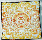 INDIAN CRAFT CASTLE 24" Yellow Ombre Mandala Barmeri Large Floor Pillow Cover Cushion Meditation Seating Ottoman Throw Cover Hippie Decorative Zipped Bohemian Pouf Ottoman Pom Pom Cases 24" Square