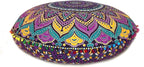 CRAFT KALA Mandala Floor Pillow Cushion Cover Seating Throw Cover Hippie Decorative Bohemian Ottoman Poufs Pom Pom Pillow Cases Boho Indian Cotton Living Room Yoga Home Décor 24" Round, New Pink Ombre