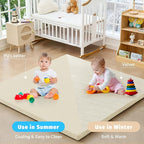 Waterproof Baby Play Mat for Floor Memory Foam 47 * 47 Cushion Playpen Playmat Tummy Time Crawling Mat Nursery Rug Thick Pad Create Soft & Safe Area for Infants,Toddler,Kids,Beige