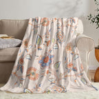 Boho Floral Throw Blanket, Bohemian Soft Cozy and Warm Couch Blankets Gift for Flower Lover, Decorative Blankets for Sofa Couch Bed, White Yellow 50×60 inches