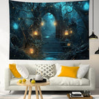 LB Magical Forest Tapestry Vintage Tree Gothic Landscape Fairytale Wall Tapestry Aesthetic Nature Wall Decor Tapestries for Bedroom Living Room College Dorm,78Wx60H inches