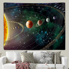 Outer Space Planet Tapestry, Universe Galaxy Solar System Earth Art Tapestries Wall Hanging for Men Kids Bedroom College Dorm Living Room Office Science Decor 40X30", Cool Hippie Poster Blanket