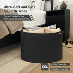 INDRESSME 115L Extra Large Black Blanket Basket, Dog Toy Bin Shoe Baskets Toy Box Organizer for Kids Decorative Laundry Basket for Home & Living Room, Black