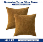 MIULEE Pack of 2 Couch Throw Pillow Covers 20x20 Inch Soft Mustard Chenille Pillow Covers for Sofa Living Room Solid Dyed Pillow Cases