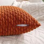 Set of 4 Burnt Orange Decorative Throw Pillow Covers 22x22 Inch Corduroy Pillow Covers for Bed Couch Sofa Living Room Soft Square Cushion Cases