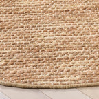 SAFAVIEH Cape Cod Collection Area Rug - 6' Round, Yellow & Natural, Handmade Jute & Cotton, Ideal for Living Room, Bedroom, Dining Space (CAP236C)