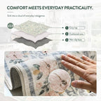 Lahome Sylvie Boho Rugs for Living Room, Washable Large 8 x 10 Area Rugs for Bedroom Non Slip, Soft Ultra-Thin Distressed Floral Throw Carpet for Office Dining Room, Cream/Multi