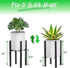 Sorbus Adjustable Metal Plant Stand – Mid Century Style Flower Pot Holder, 10 to 16 Inches Planter Stand for Modern Home Décor, Houseplants – Plant & Pot NOT INCLUDED (Black, 1 Pack)