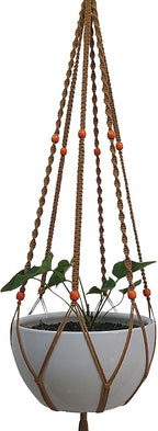 Plant Hanger Macrame Cotton 6 Legs 51 Inches for Indoor Outdoor, Living Room, Kitchen, Deck, Patio, High and Low Ceiling with Size of 10-12 inches Without The Pot (Brown)