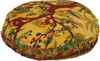 35 X 35 Inch Large Mandala Floor Pillow Cushion Seating Throw Cover Hippie Decorative Bohemian Ottoman Poufs, Multi Pom Pom Pillow Cases,Boho (Yellow T.L, 35X35X6 Round)